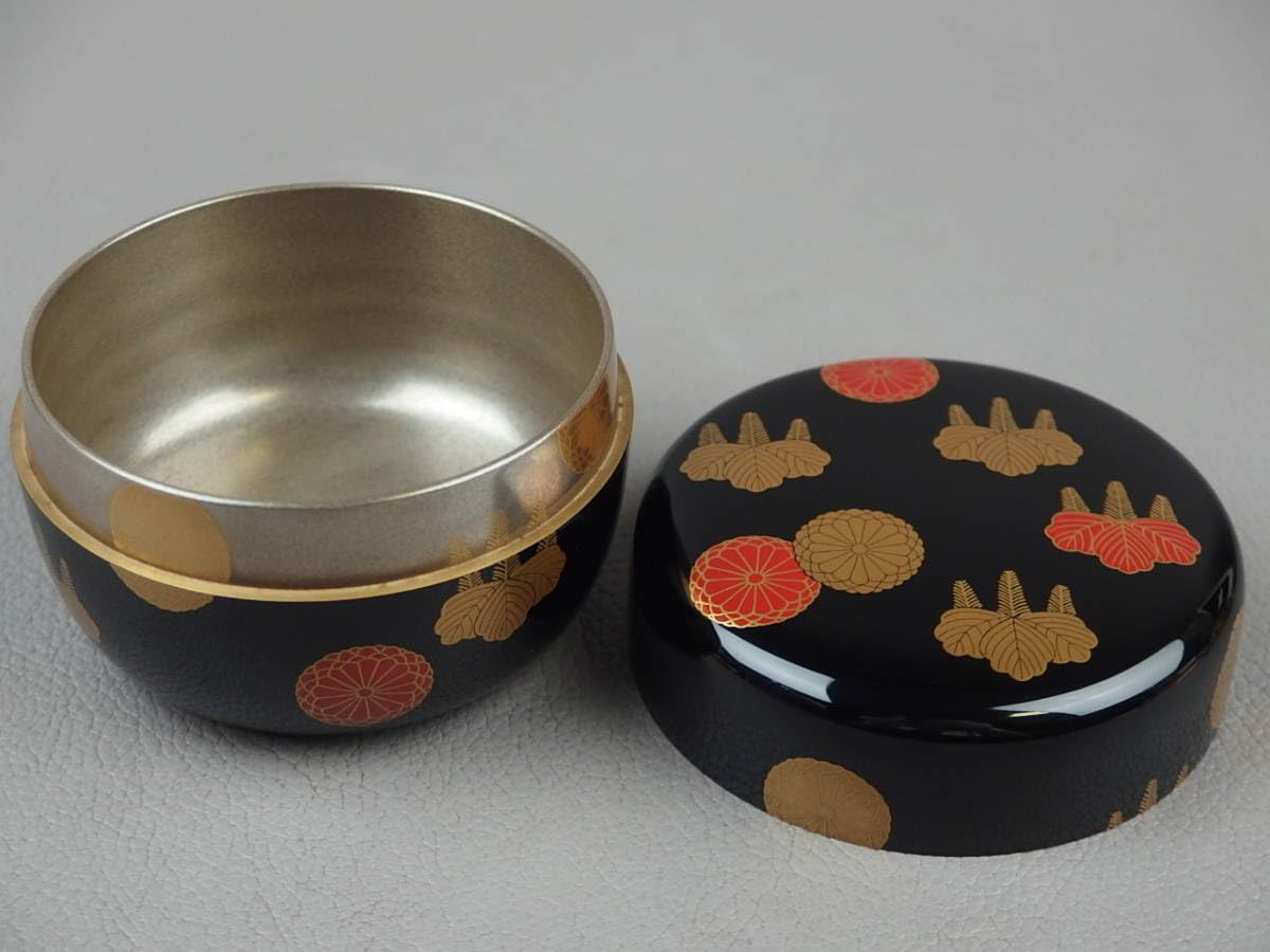 Amazon.co.jp: 【骨董茶道具】輪島塗若島孝雄茶桐蒔絵平棗銀溜eo065tl